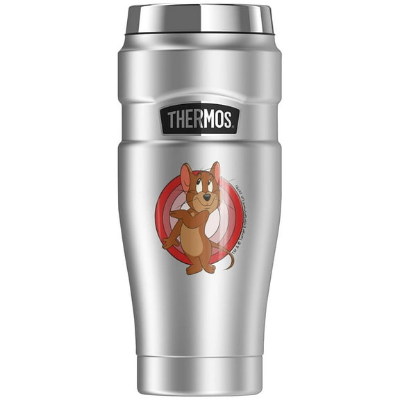 Tom And Jerry Jerry Character, THERMOS STAINLESS KING Stainless Steel Travel Tumbler, Vacuum insulated & Double Wall, 16oz