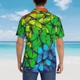 thumbnail image 4 of Pofeuu Rainbow Butterflies Print Hawaiian Shirt for Men Sleeves Casual Button Down Summer Beach Dress Shirts T-Shirts,Medium, 4 of 7