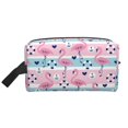 thumbnail image 2 of Uemuo Striped Flamingo Pattern Portable Toiletry Bags with Handle, Waterproof travel Make up Bags for Women, Large Capacity Travel Cosmetic Bags, 2 of 9