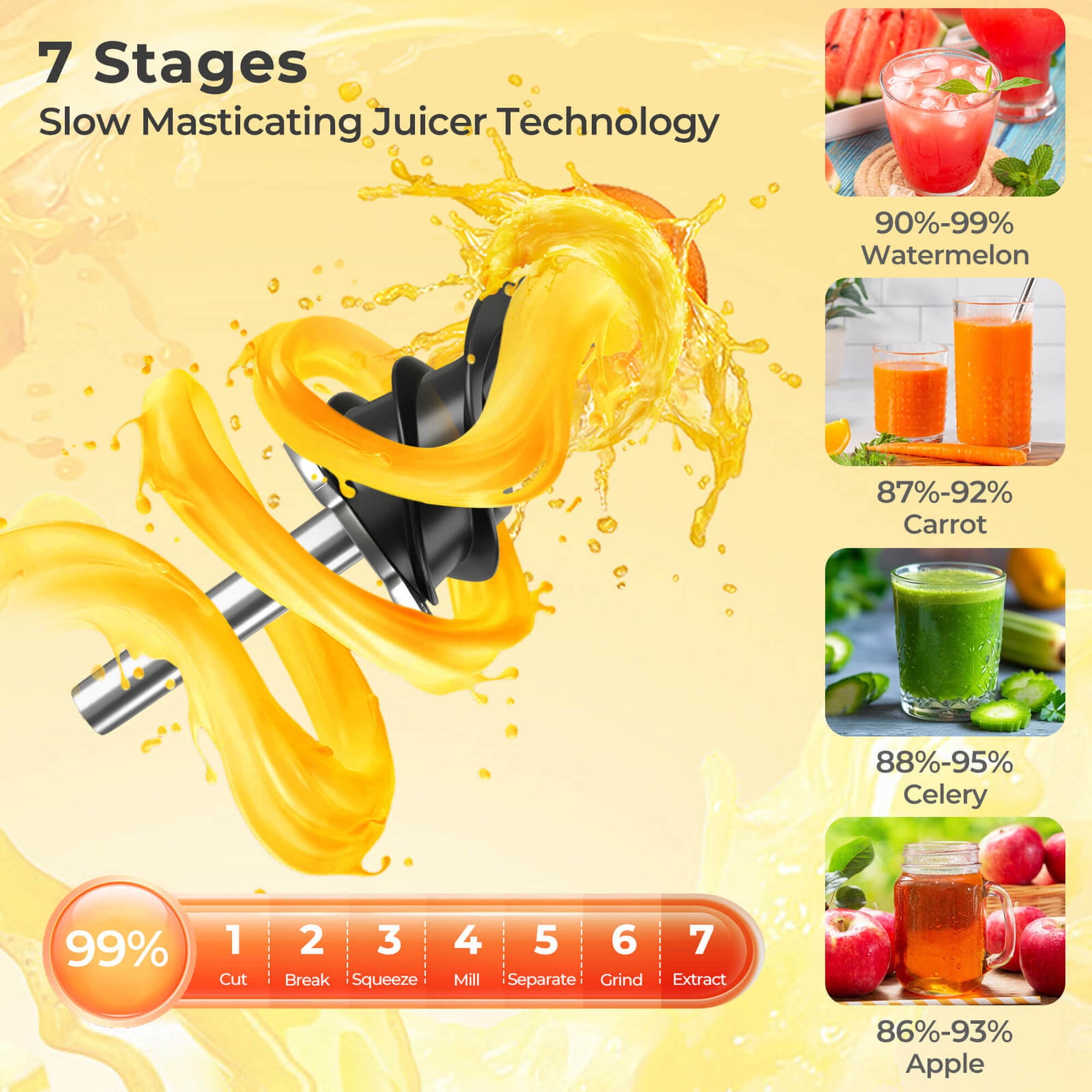 Costway Cold Press Juicer Machine Professional Slow Masticating Juicer with Reverse Button