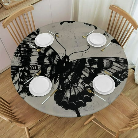 

Patifu Butterfly Skull Skeleton Round Table Cover Stain Resistant Washable for Indoor Outdoor Dining Wedding Parties Kitchen 100% Polyester Perfect for Picnic Farmhouse Decor 31 -35
