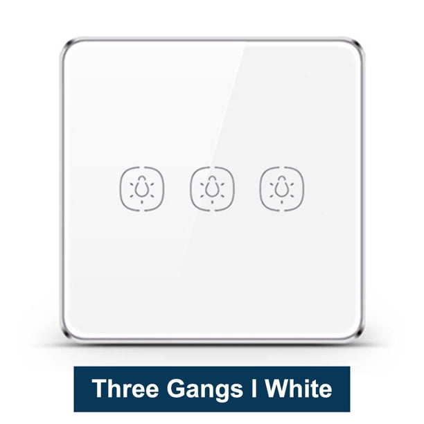Tuya ZigBee Light Smart Switch Home Office Control táctil inalámbrico Interruptor de lámpara WiFi Panel de control inteligente, Blanco, 3 bandas Scienceny EL001893-03B