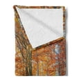 thumbnail image 2 of Fall Soft Flannel Fleece Throw Blanket, Pathway Covered Fallen Leaves Through Autumn Forest Vibrant Trees Print, Cozy Plush for Indoor and Outdoor Use, 60" x 80", Orange Yellow Green, by Ambesonne, 2 of 5
