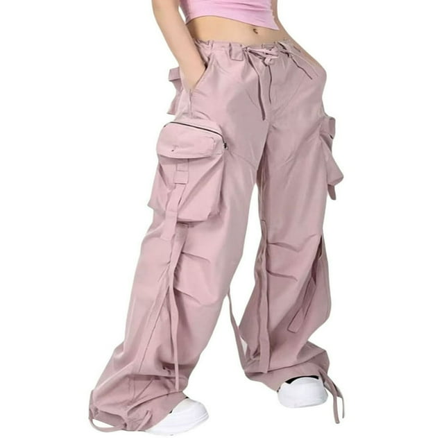 Pantalon Cargo pour Femmes à Taille Basse et Pantalon Uni avec Poches