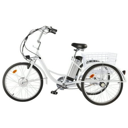 "Viribus 24inch 3 Wheel Electric Tricycle for Adults with 250w Motor,Removable 36V 10Ah Lithium Battery, White"