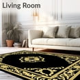 thumbnail image 2 of ODIKA 3'x5' Machine Washable Non-Slip Area Rug, Baroque Scrollwork Medallion Contemporary High Traffic Rug, Black, 598499, 2 of 7