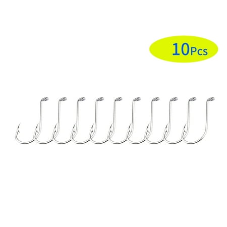 Right Fish - 10Pcs Stainless Steel Fishing Hook Right Angle Barbed Saltwater Freshwater Fish Hooks