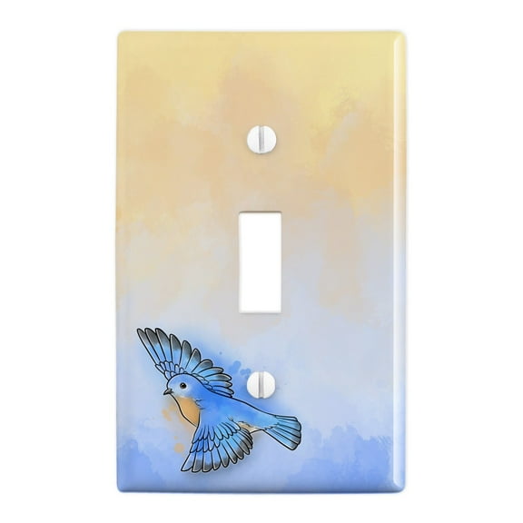 Eastern Bluebird Watercolor Northeastern Bird Plastic Wall Decor Toggle Light Switch Plate Cover