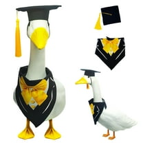 Meottam 2 Set Graduation Porch Goose Outfits for Goose 23"/ 17'', Garden Goose Clothes Hat with Gold Tassel and Graduation Gown for Outdoor Patio Yard Lawn Art Decor (A)