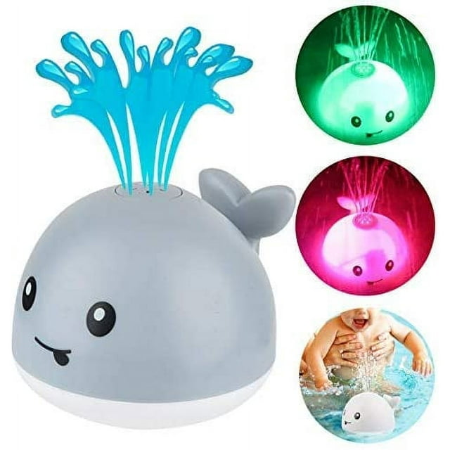 Juguete de baño y piscina para bebé, ballena jet con LED, gris