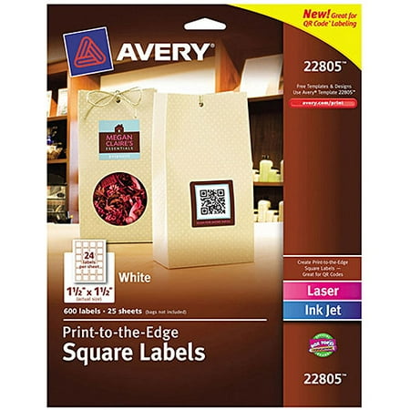Avery 22805 Easy Peel Print-to-the-Edge Matte Square Labels with ...