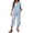 Light Blue, variant on 2 Piece Capri Sets for Women Short Sleeve Crewneck Tunic Top Cropped Leaf Print Pants Lounge Beach Vacation Outfits