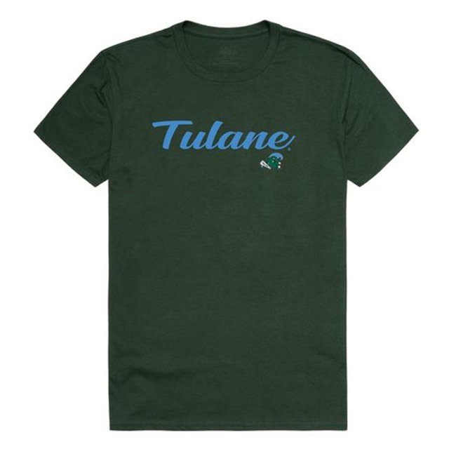 W Republic 554-198-FOR-02 Men Tulane Green Wave Script T-Shirt, Forest Green - Medium
