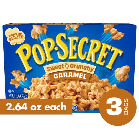 Pack of 2 Pop Secret Popcorn, Sweet 'n Crunchy Caramel Microwave Popcorn, 2.64 oz Bags, 3 Ct