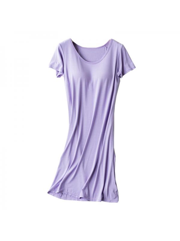 Women Short Sleeve Built-in Bra Padded 