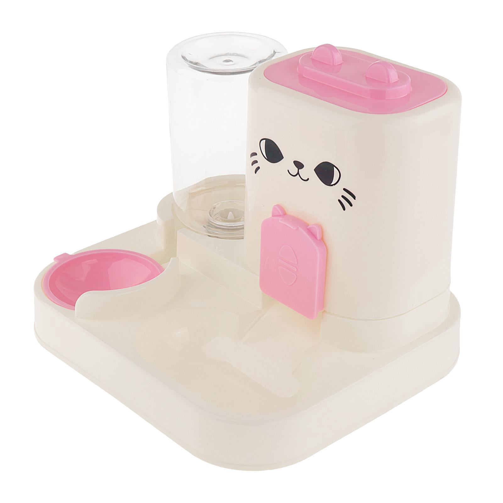 Stgfyxgs 2 in 1 Automatic Pet Feeder Water Dispenser Portable Travel Supplies Cat Food Bowl Food Container for Kitten Small Dogs Bunny Pink