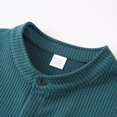 thumbnail image 5 of 2 PC Outfit Set for Men Collared Short Sleeve Button Down Shirt and Drawstring Shorts Casual Summer Ribbed Outfit Sets Green S, 5 of 8