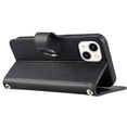 thumbnail image 4 of Crossbody Leather Case with Ring Buckle and Wallet Stand for Compatible with iPhone 14 13 in Black Rhombus Design Mobile Cover, 4 of 5
