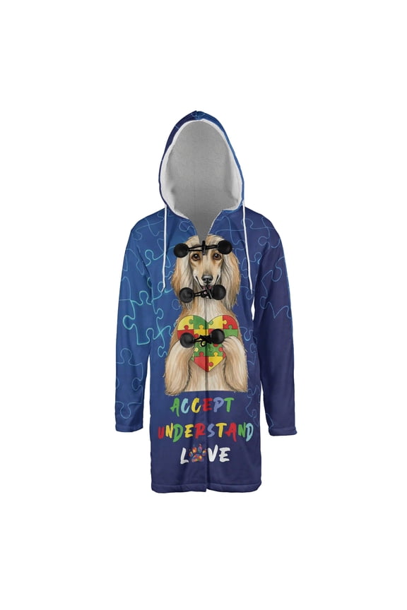 Autism Awareness Afghan Hound Accept Understand Love All Over Print 3D Hooded Duffle Toggle Coat Dog Lover - 12003
