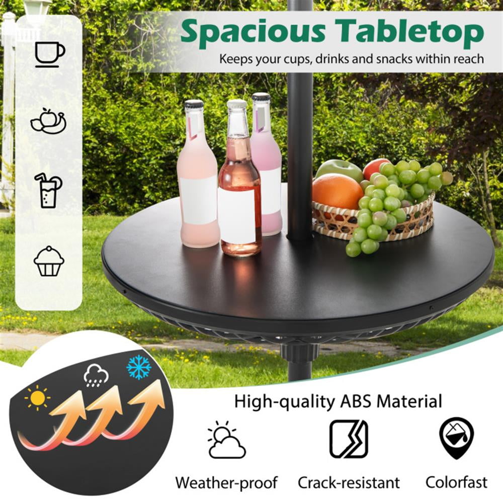 Spaco Patio Umbrella Table Tray Adjustable with Umbrella Poles, Outdoor Umbrella Stand, Patio Umbrella Stands & Bases, Deck Umbrella Stand-Black