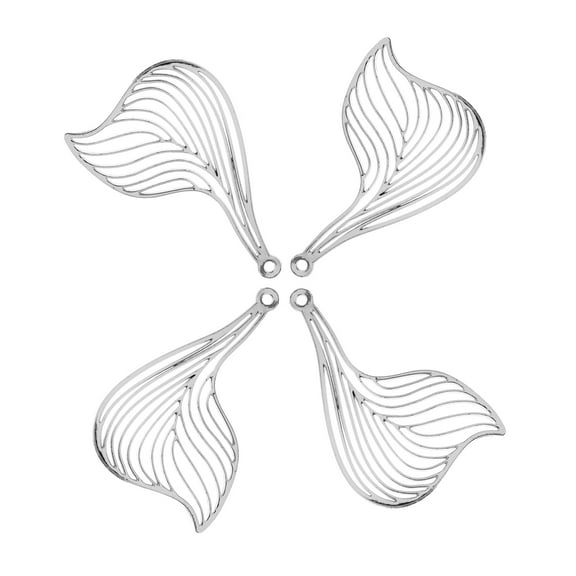 John Bead Beadwork Findings 12pcs Silver Jewelry Findings Pendants | Leaf (4pcs x Pack of 3)