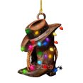 thumbnail image 2 of YAOMOBB Christmas Tree Decoration Creative Cowboy Themed Hat Xmas Tree Pendant Wild West Car Rear View Mirror Hanging, 2 of 7