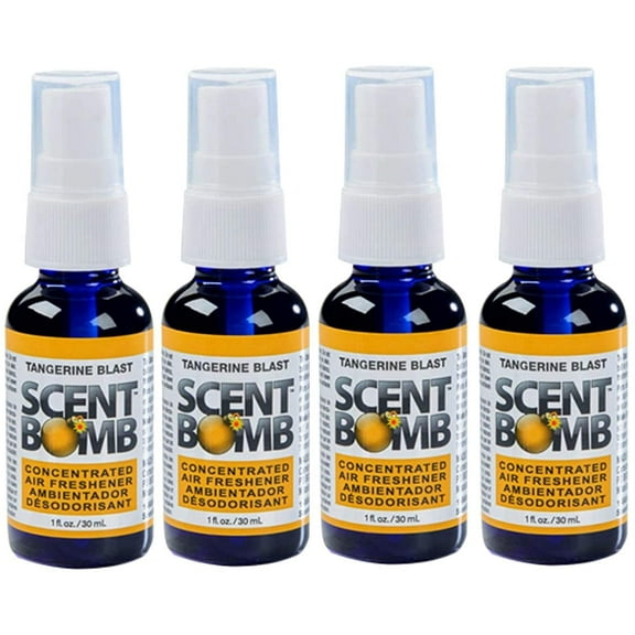Scent Bomb Air Freshener Spray, 100 % Oil Based Concentrated Air Freshener, Air Freshener Spray for Car, Room, Bathroom and Odor Eliminator, Tangerine Blast, 4 Pack