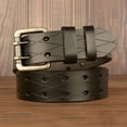 thumbnail image 4 of Cinturón de cuero Yuarrent con hebilla doble de 3,8 cm Negro 150cm, 4 of 6