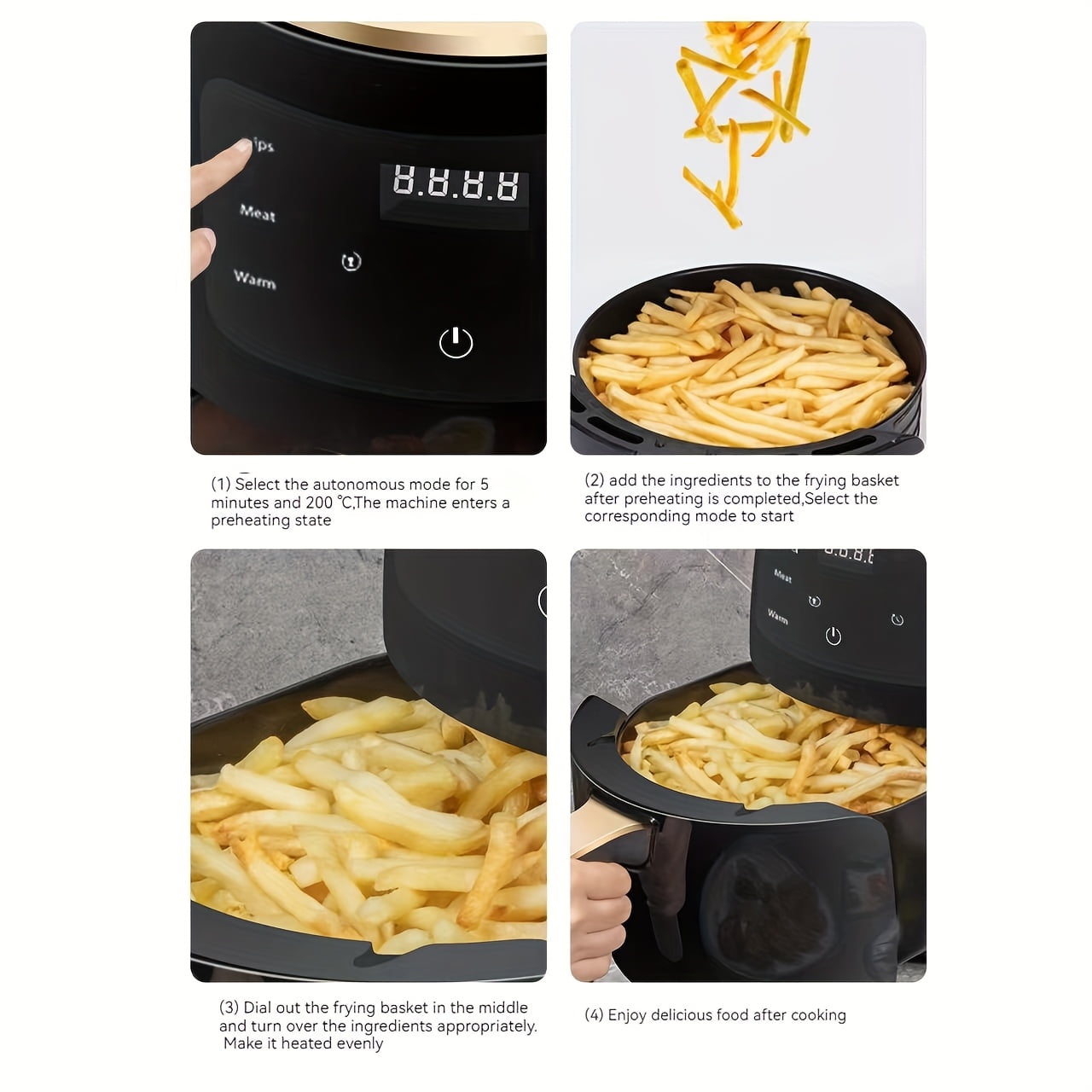 Air Fryer, Large Capacity 4.5L Hot Air Circulation Fryer with Touchscreen, Even Heating for Baking Roasting Frying, Compatible for Family, Suitable for Parties, Plug-in