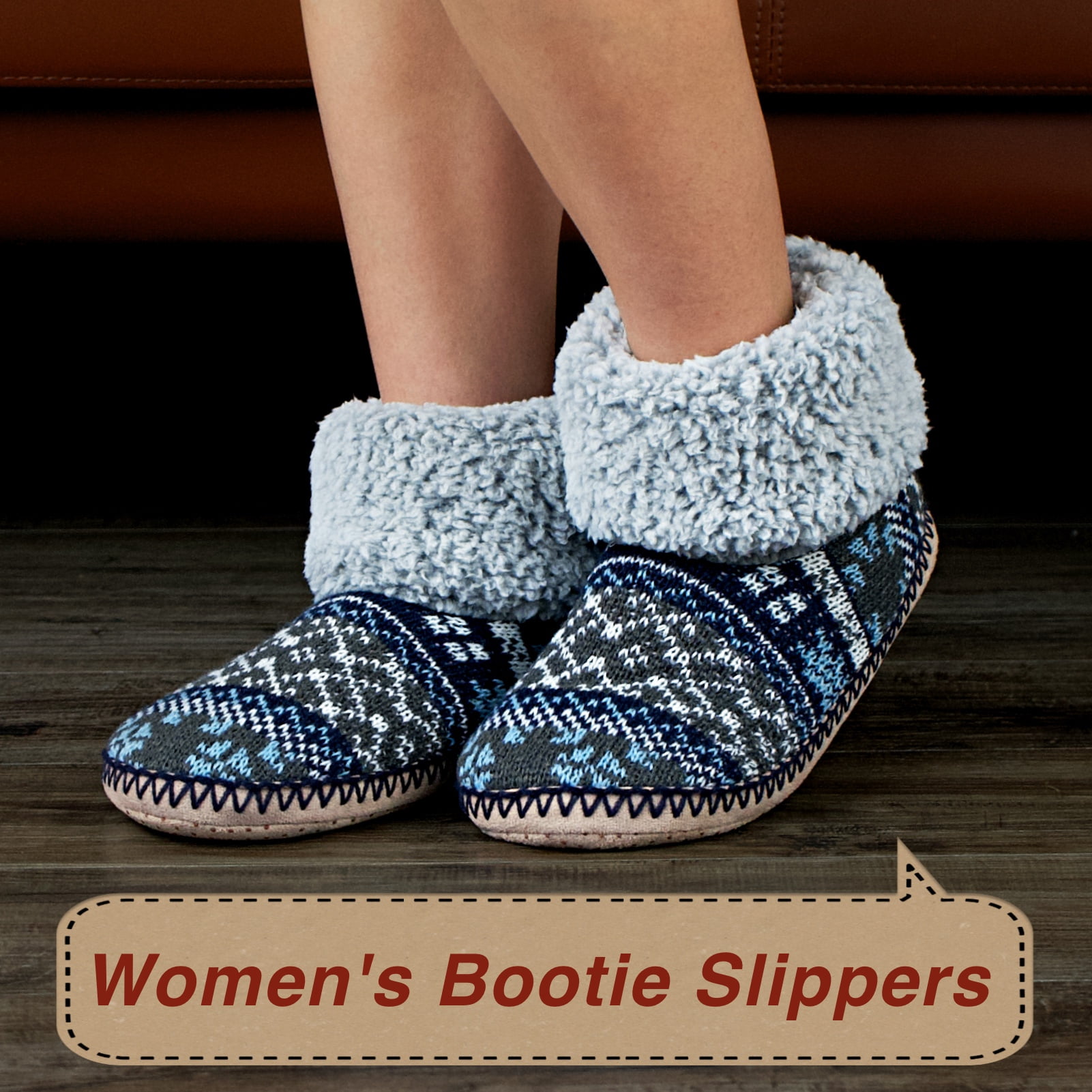 Cosyone1997 Women's Chunky Knit House Slippers - Sherpa Fleece Lined, Non-Slip, Foldable & Machine Washable