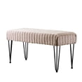 thumbnail image 4 of Home Soft Things Super Soft Faux-Fur Upholstered Bench Ottoman, Light Brown, 46"x16"x22", 4 of 6