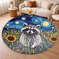 thumbnail image 5 of Circle Area Rug, Raccoon Washable Non-Slip Floor Carpet, Soft Rug for Living Room Bedroom Decor 71 Inch, 5 of 6