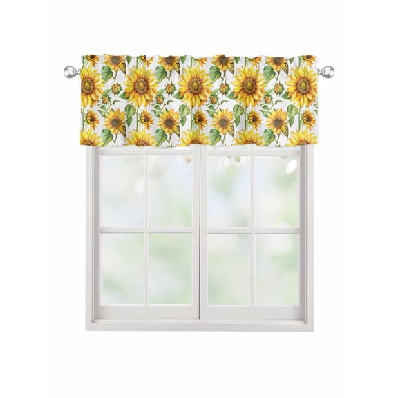 Valances for Windows Farm Sunflowers Rod Pocket Cafe Window Treatments Valance Curtains for Kitchen Bathroom Laundry Basement Windows 60"x18"