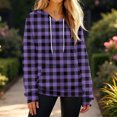 thumbnail image 5 of Women's Fashion Casual Plaid Print Pullover Long-Sleeve Hooded Sweatshirt, Trendy Fall Winter Fashion with Soft Fabric and Comfortable Fit for Casual Outings,Purple,XL, 5 of 6