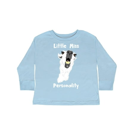 

Inktastic Little Miss Personality Goofy White Llama Gift Toddler Toddler Girl Long Sleeve T-Shirt