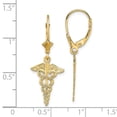 thumbnail image 2 of 14k Gold Caduceus Leverback Earrings 33.6x12.83mm Wide Stud Earring for Women - 1.7 Grams, 2 of 2