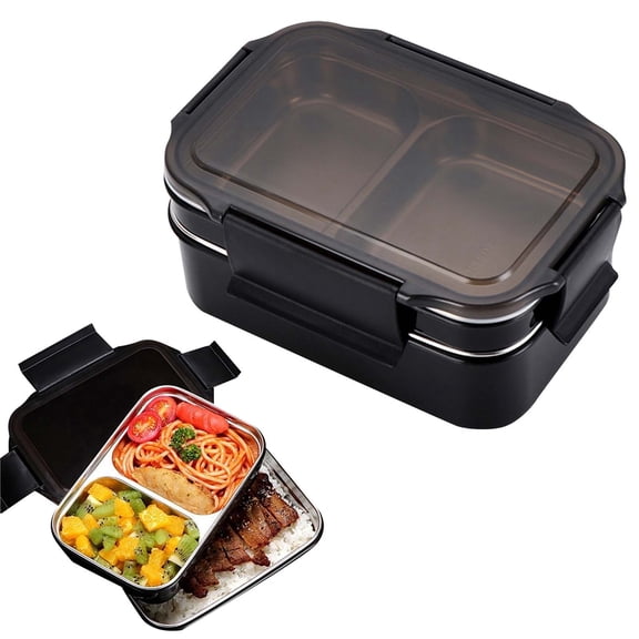 Stainless Steel Double Layer Insulated Lunch Large Capacity Compartmentalized Food Container For Fresh Meals
