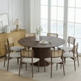 thumbnail image 2 of 60 in. Soild Wood Walnut Dining Table Round Kitchen Table, 2 of 5
