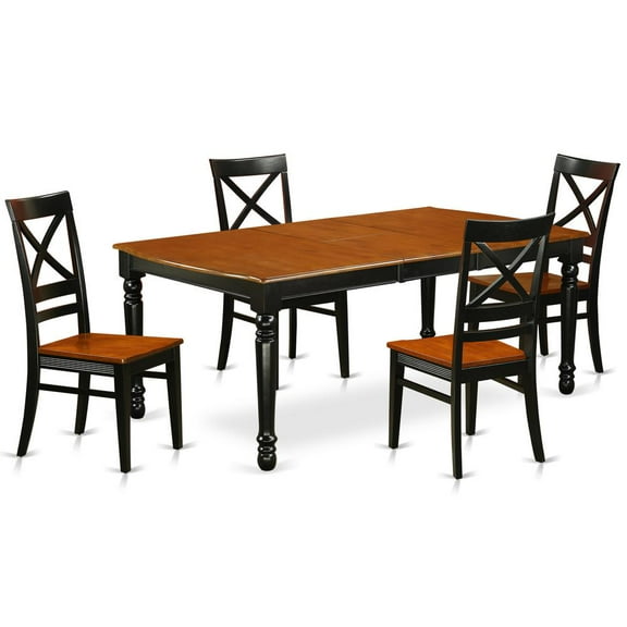 East West Furniture Dover 5-piece Wood Table and Dining Chairs in Black/Cherry