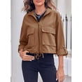 thumbnail image 4 of Women Zip Up Utility Coat with Pockets Casual Cropped Jackets, 4 of 6
