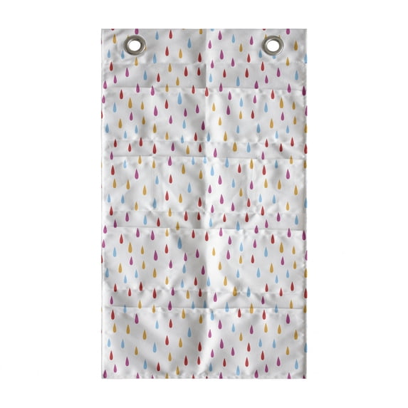 Abstract Hanging Pocket Organizer, Funky Colors Raindrops on a Plain Background, Printed Polyester Storage Bag with Pockets, 21" x 31", Dark Coral Pale Orange