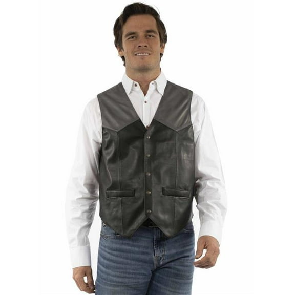 Scully 507-268-B-4X Men Open Range Vest, Black & Silver - 4XL