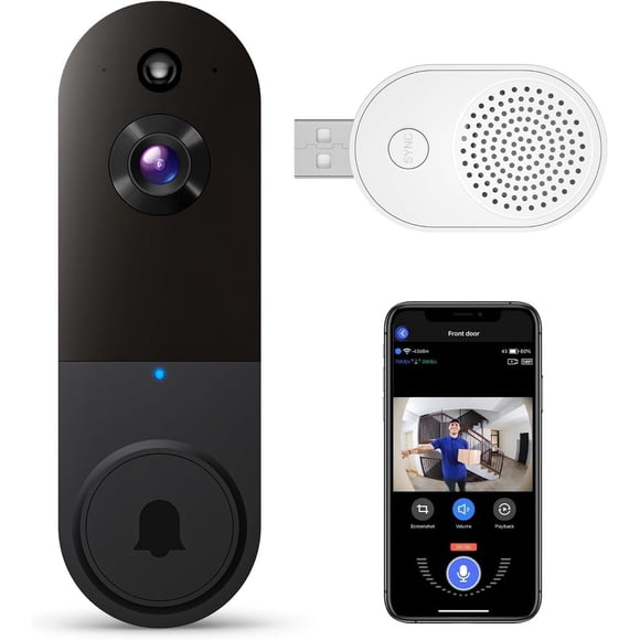 Subscription-free video doorbell - Doorbell with camera - Wireless video doorbell - Home security - Doorbell with app - Smart doorbell - No monthly fees - Security camera - WiFi doorbell - For