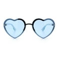 thumbnail image 3 of Womens Retro Rimless Heart Shape Metal Rim Sunglasses Silver Blue - Blue, 3 of 8