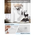 thumbnail image 3 of No Hook Cloth Fabric Shower Curtain with Snap in Liner, Elk Silhouette Waterproof Shower Curtains Set with See Through Top Window, Retro Nature Forest Antlers Tree Branch Bath Curtains Shower 36"x72", 3 of 6