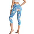 thumbnail image 2 of HELLHERO Daisy Printed Capri Leggings for Women Tummy Control Yoga Pants Athletic Yoga Leggings for Gym Sports, XL, 2 of 7