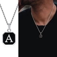thumbnail image 1 of Vnox-Collar con colgante geométrico con letras iniciales de A-Z para hombre, cadena de cuerda cubana con caja, Collar cuadrado Simple de acero inoxidable, 1 of 4