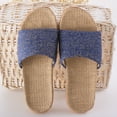 thumbnail image 1 of Nvzi Pantuflas de tatami de lino antideslizantes para interiores, sandalias con punta abierta (talla 40-41, azul), 1 of 5