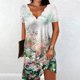 thumbnail image 2 of Falda de vestido de manga corta elástica suelta estampada con cuello en V informal de moda para mujer Pompotops  qwe13923, 2 of 5