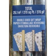 Kirkland Double-Sided Gift Wrap 3 Rolls Christmas Wrap 270 sq ft Navy/White/Gold